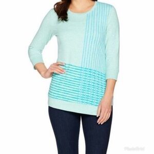 H by Halston Grid Print Pullover Asymmetrical Top